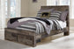 Derekson Full Panel Bed with 2 Storage Drawers with Mirrored Dresser, Chest and Nightstand