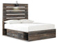 Drystan Full Panel Bed with 4 Storage Drawers with Mirrored Dresser
