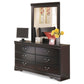 Huey Vineyard Queen Sleigh Bed with Mirrored Dresser