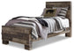 Derekson Twin Panel Bed with Mirrored Dresser, Chest and Nightstand
