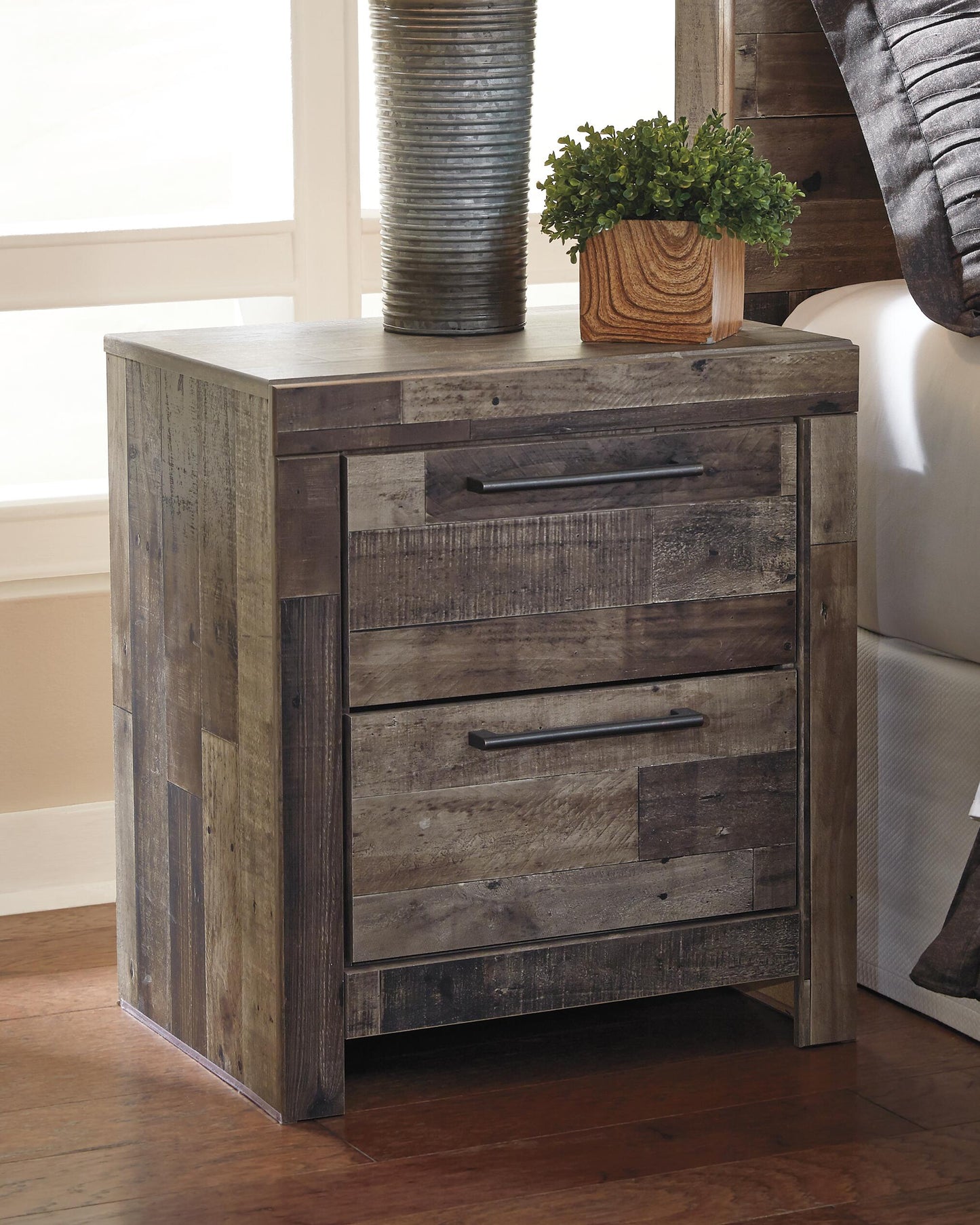 Derekson Twin Panel Bed with Mirrored Dresser, Chest and Nightstand
