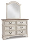 Realyn Twin Panel Bed with Mirrored Dresser, Chest and Nightstand