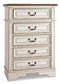 Realyn Twin Panel Bed with Mirrored Dresser, Chest and Nightstand