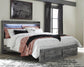 Baystorm King Panel Bed with 2 Storage Drawers with Mirrored Dresser, and Nightstand