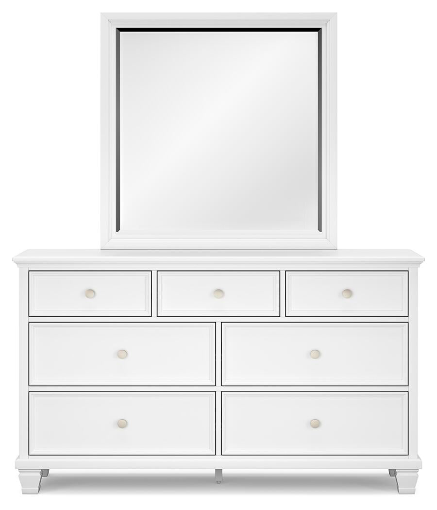 Fortman King Panel Bed with Mirrored Dresser and Nightstand