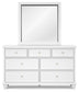 Fortman King Panel Bed with Mirrored Dresser and Nightstand