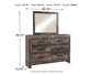 Wynnlow King Crossbuck Panel Bed with Mirrored Dresser