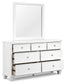 Fortman Queen Panel Bed with Mirrored Dresser and Nightstand