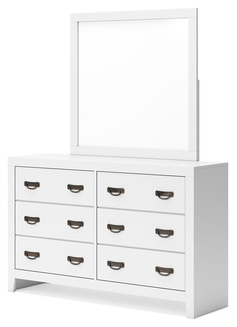 Binterglen Twin Panel Bed with Mirrored Dresser