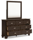 Covetown Queen Panel Bed with Mirrored Dresser and Nightstand
