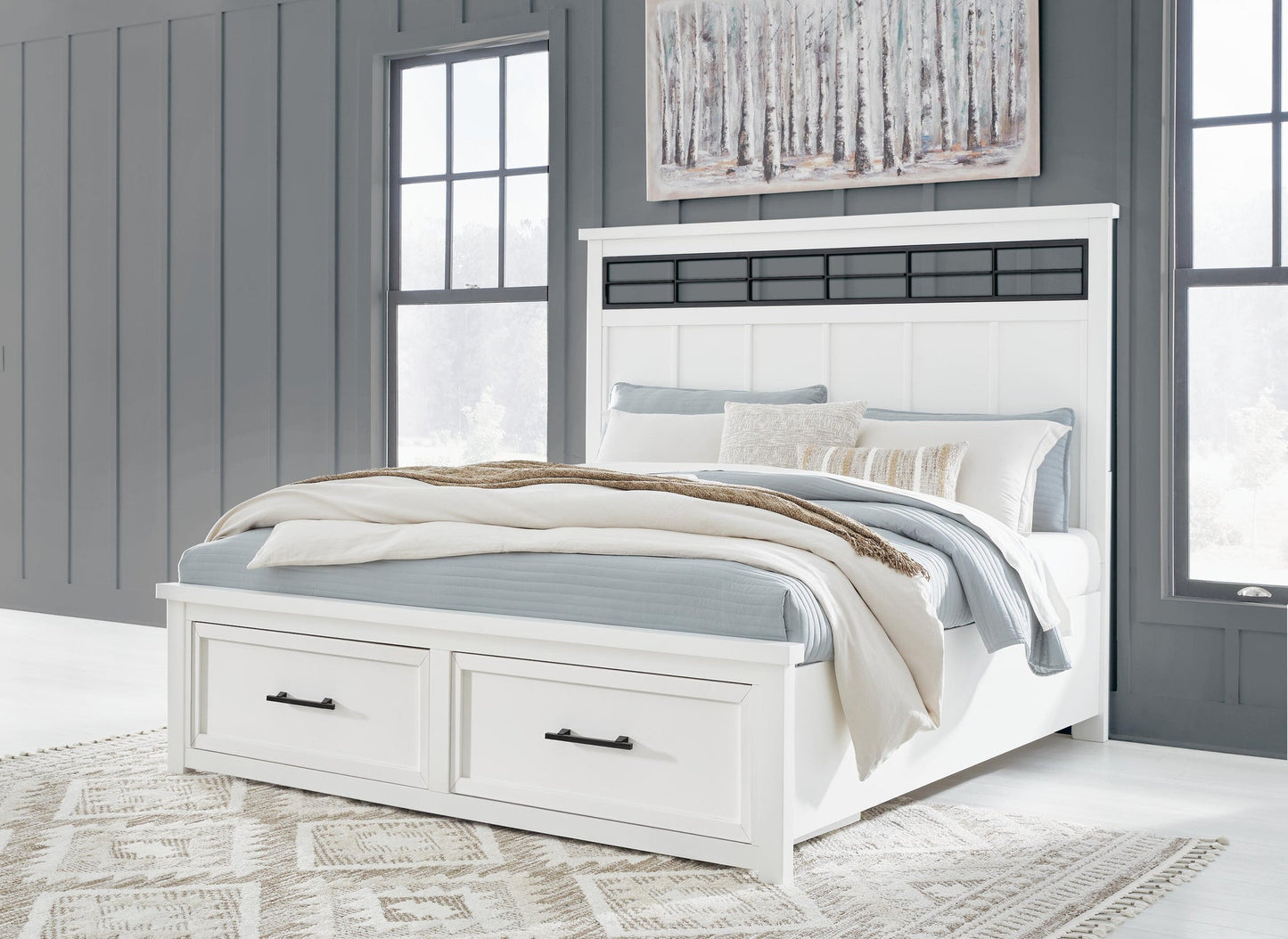 Ashbryn King Panel Storage Bed, Dresser and Mirror