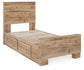 Hyanna Twin Panel Bed with 2 Side Storage, Dresser, Mirror, Chest and Nightstand