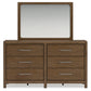 Cabalynn Queen Panel Bed with Storage with Mirrored Dresser