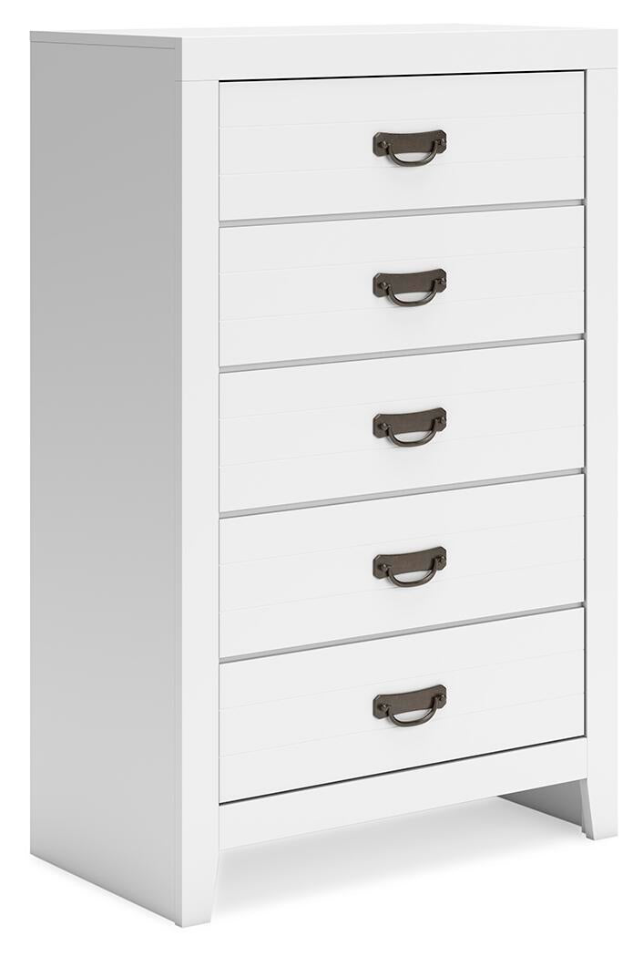Binterglen California King Panel Bed, Dresser, Mirror, Chest and Nightstand