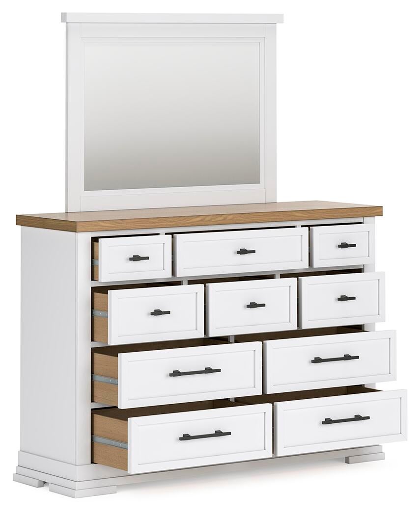 Ashbryn King Panel Storage Bed, Dresser, Mirror, Chest and Nightstand