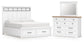 Ashbryn California King Panel Storage Bed, Dresser and Mirror