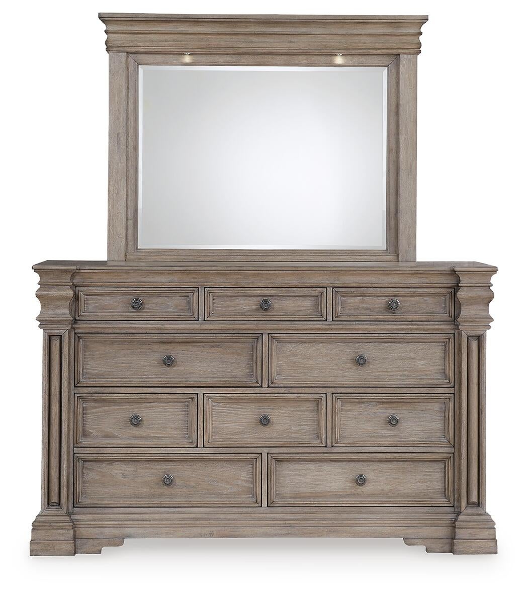 Blairhurst Queen Panel Bed with Mirrored Dresser and Nightstand