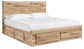 Hyanna Queen Panel Storage Bed with 2 Under Bed Storage Drawer, Dresser and Mirror
