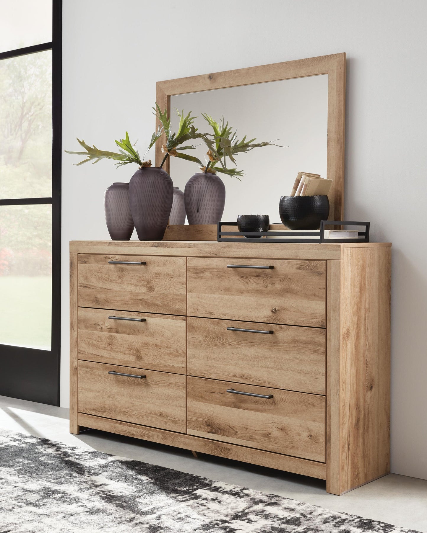 Hyanna Queen Panel Storage Bed, Dresser and Mirror