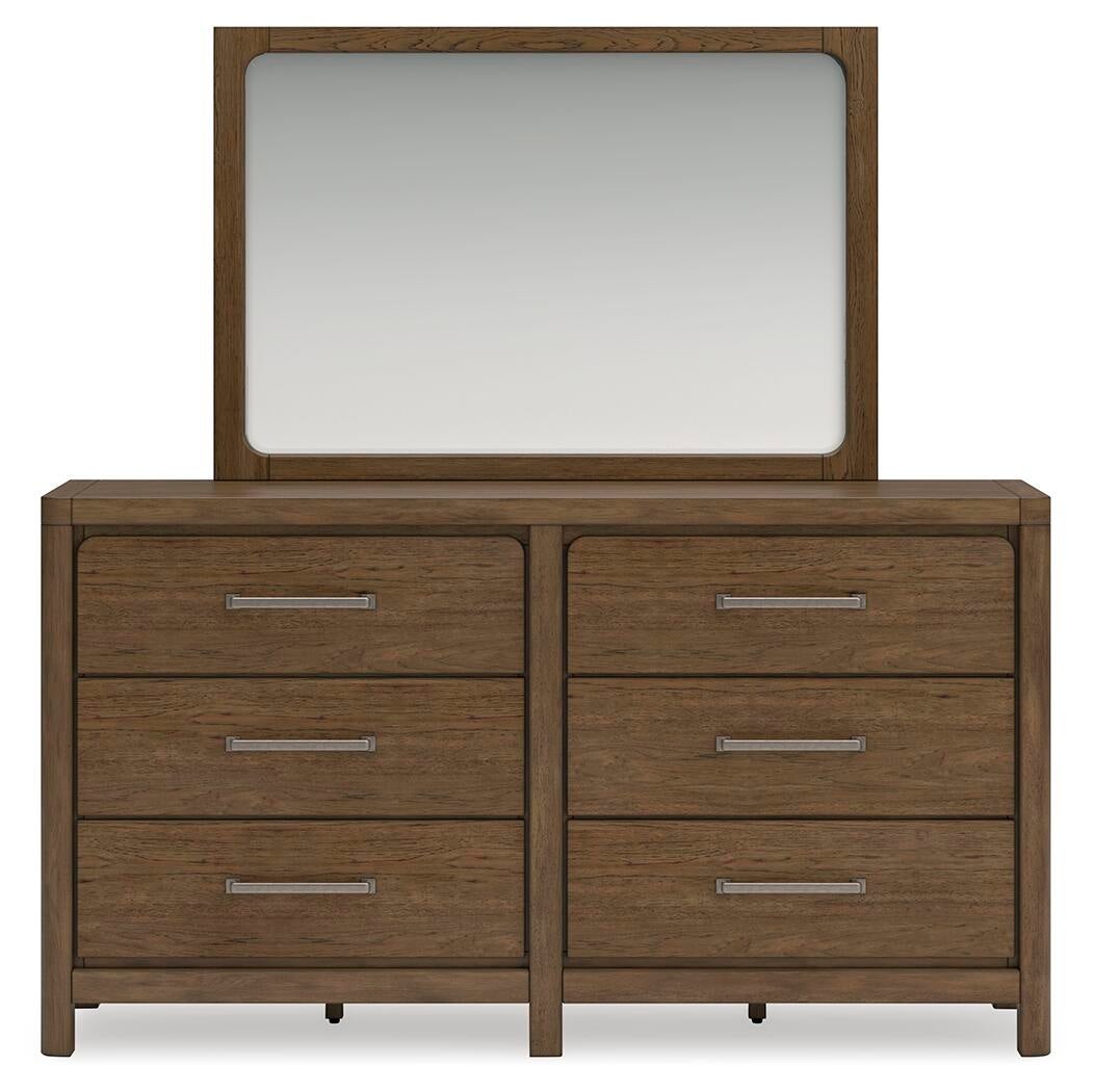 Cabalynn Queen Panel Bed with Storage with Mirrored Dresser and Nightstand