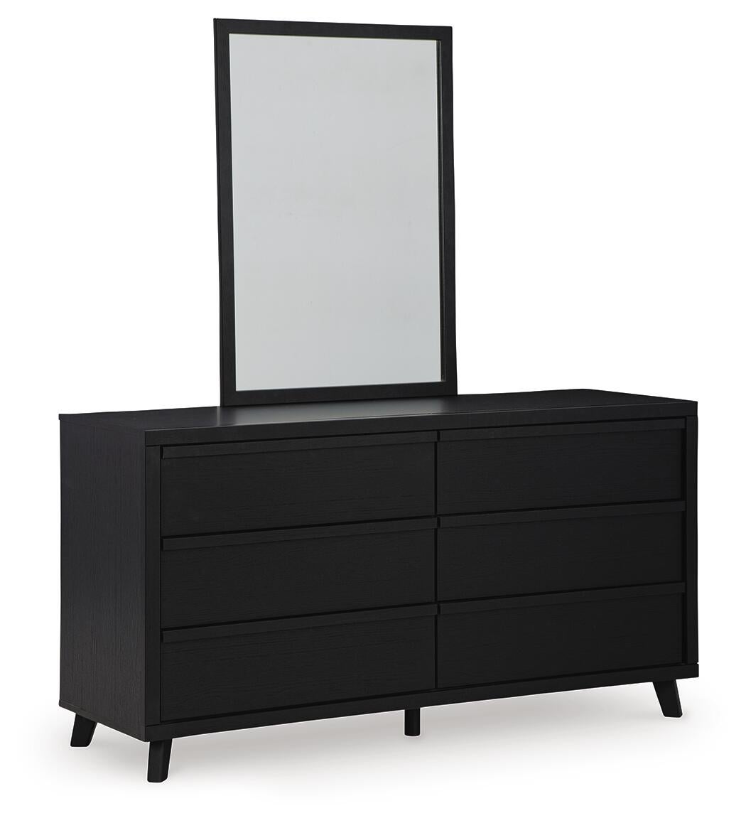 Danziar King Panel Bed with Mirrored Dresser
