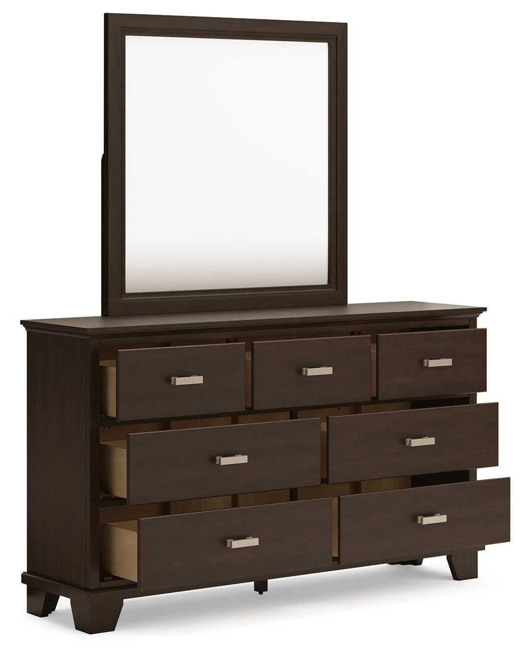 Covetown King Panel Bed with Mirrored Dresser