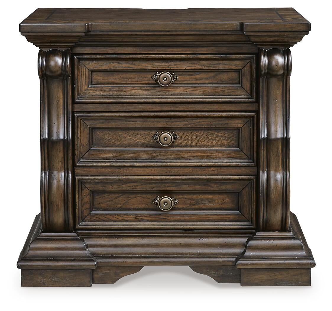 Maylee King Upholstered Bed, Dresser, Mirror, Chest and Nightstand