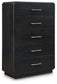 Rowanbeck Queen Upholstered Panel Bed with Mirrored Dresser, Chest and Nightstand