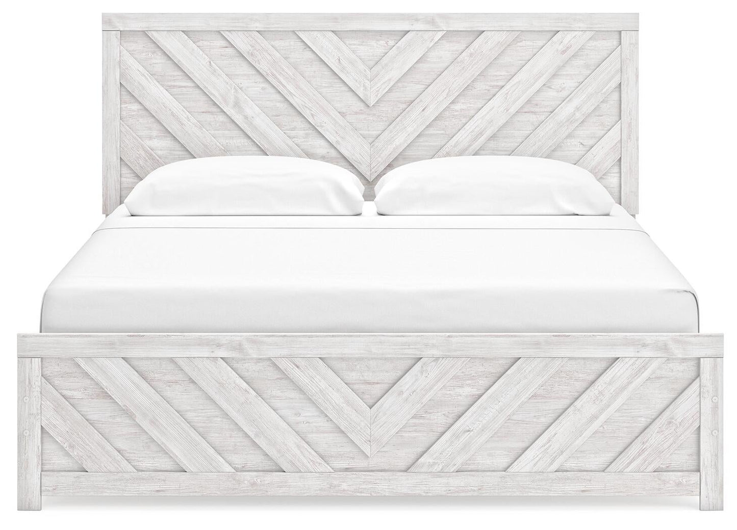 Cayboni King Panel Bed with Mirrored Dresser and Nightstand