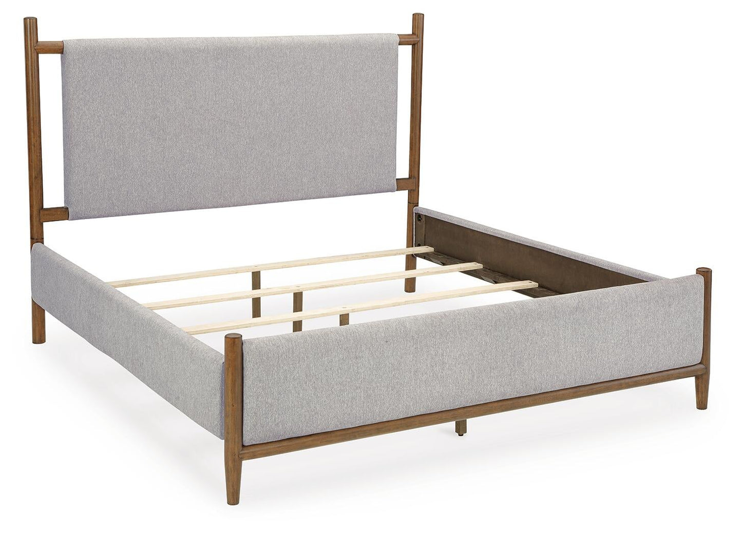 Lyncott Queen Upholstered Bed with Mirrored Dresser and Nightstand