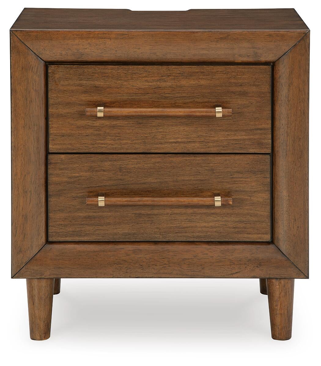 Lyncott Queen Upholstered Bed with Mirrored Dresser and Nightstand