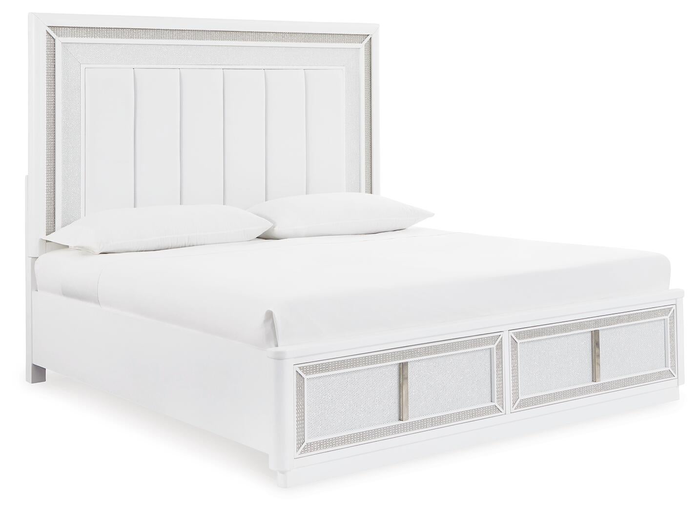 Chalanna Queen Upholstered Storage Bed with Mirrored Dresser