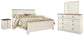 Willowton King Panel Bed with Mirrored Dresser and Nightstand