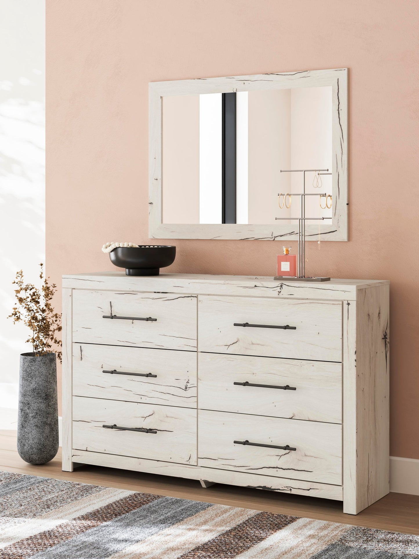 Lawroy Queen Panel Bed with Storage, Dresser, Mirror, Chest and Nightstand