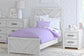 Cayboni Twin Panel Bed with Mirrored Dresser