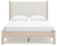 Cadmori Queen Upholstered Panel Bed with Mirrored Dresser and Nightstand
