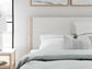 Cadmori Queen Upholstered Panel Bed with Mirrored Dresser and Nightstand
