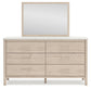 Cadmori Queen Upholstered Panel Bed with Mirrored Dresser