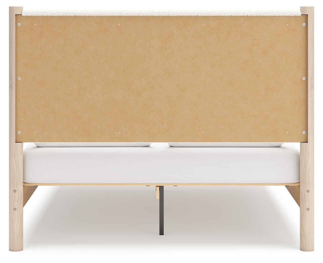 Cadmori Queen Upholstered Panel Bed with Mirrored Dresser, Chest and Nightstand