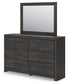 Delmorta Twin Panel Bed with Storage, Dresser, Mirror and Nightstand