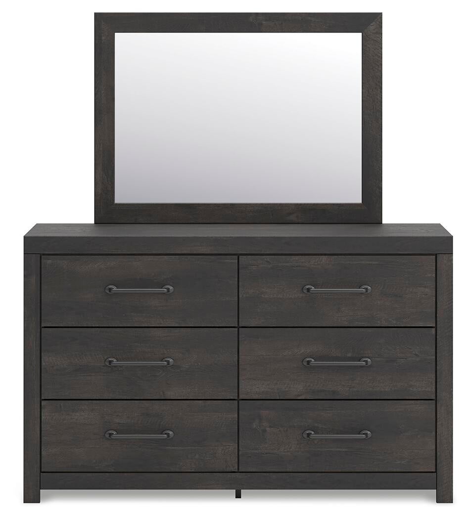Delmorta Twin Panel Bed with Storage, Dresser, Mirror, Chest and Nightstand