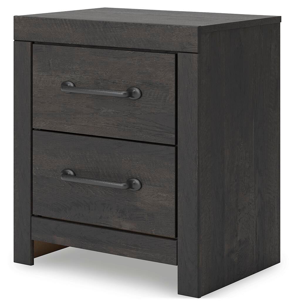 Delmorta Full Panel Bed with Storage, Dresser, Mirror, Chest and Nightstand