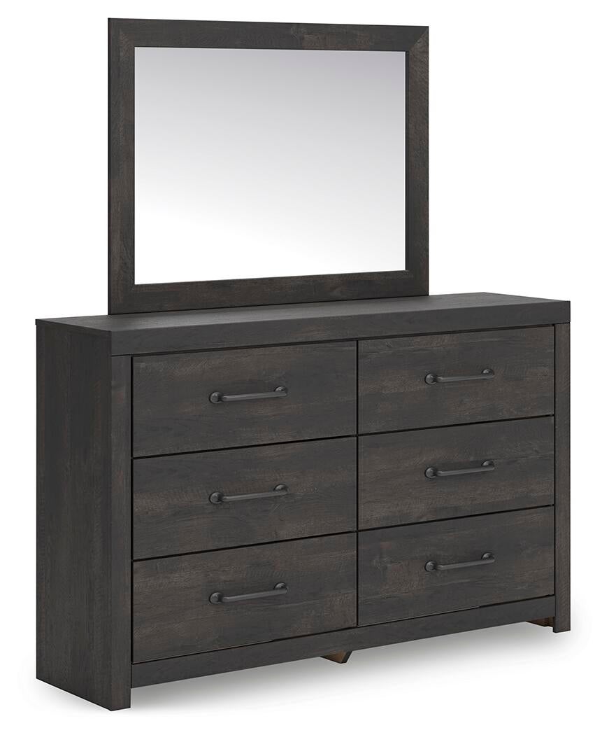 Delmorta Twin Panel Bed, Dresser, Mirror, Chest and Nightstand