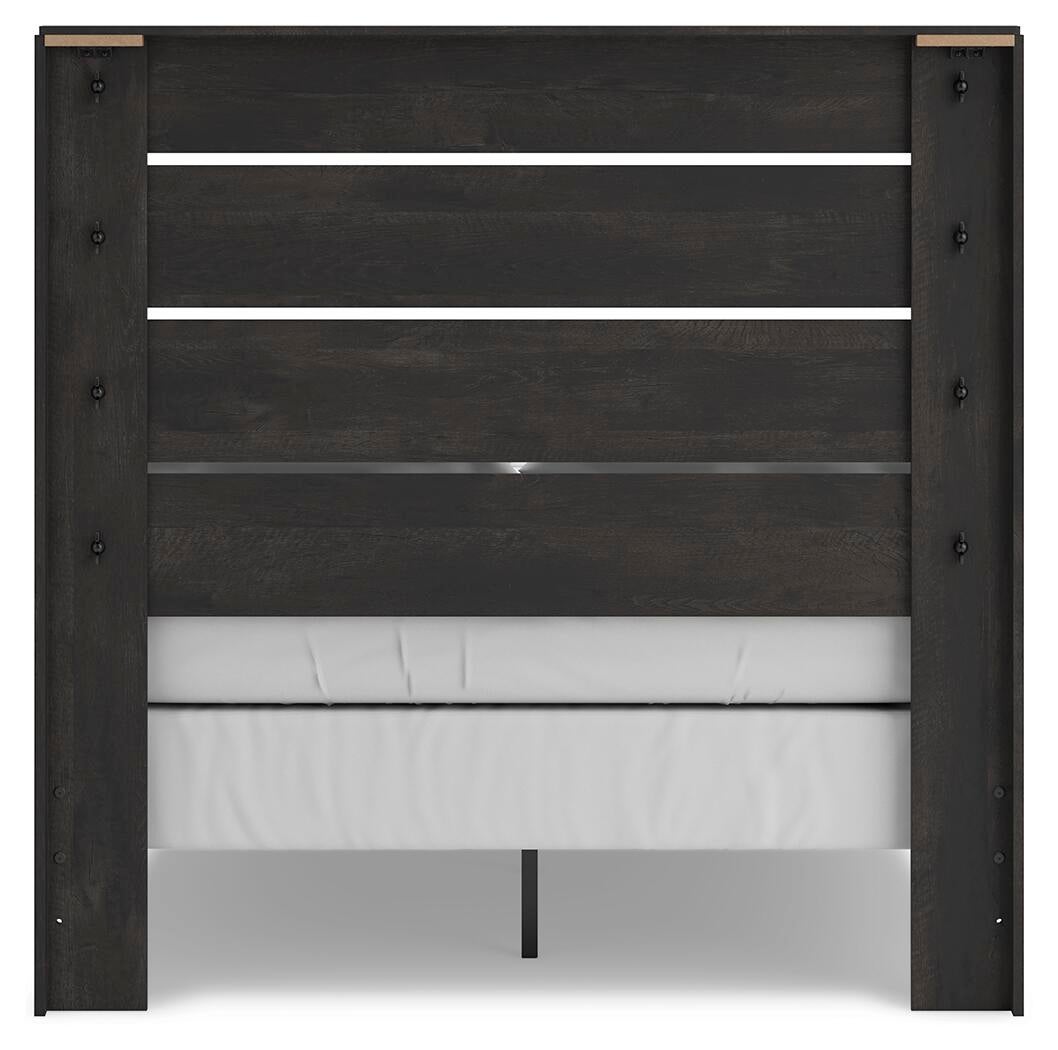 Delmorta Full Panel Bed, Dresser, Mirror and Nightstand