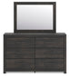Delmorta King Panel Bed, Dresser, Mirror and Nightstand