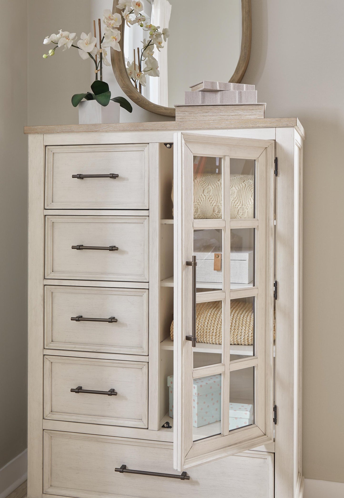 Shaybrock King Panel Bed, Dresser, Mirror, Chest and Nightstand