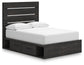 Delmorta Full Panel Storage Bed, Dresser and Mirror