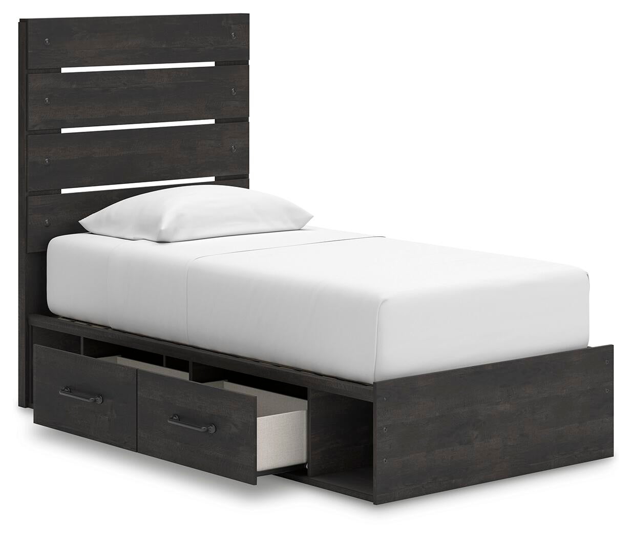 Delmorta Twin Panel Storage Bed, Dresser, Mirror, Chest and Nightstand