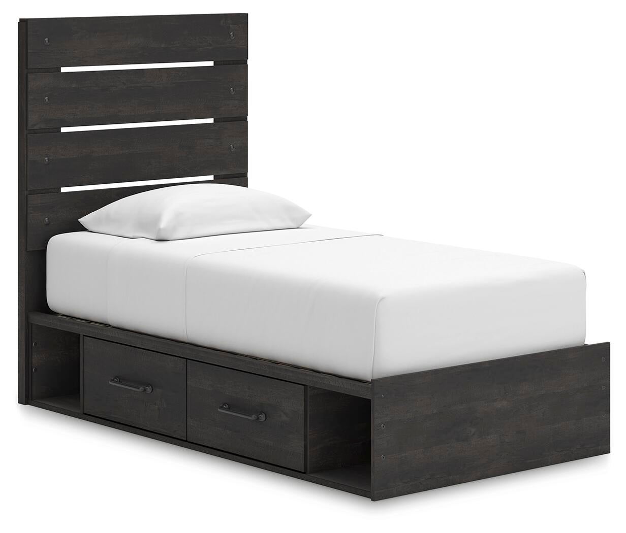 Delmorta Twin Panel Storage Bed, Dresser and Mirror