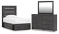 Delmorta Twin Panel Storage Bed, Dresser and Mirror